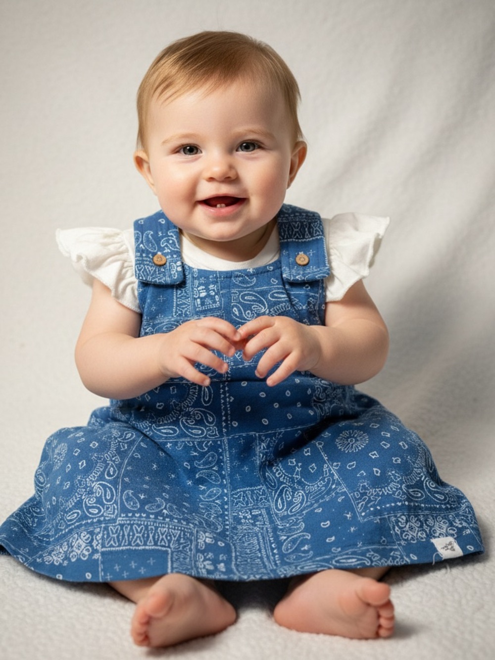 Burt's Bees Blue Bandana Print Overall with White Tee